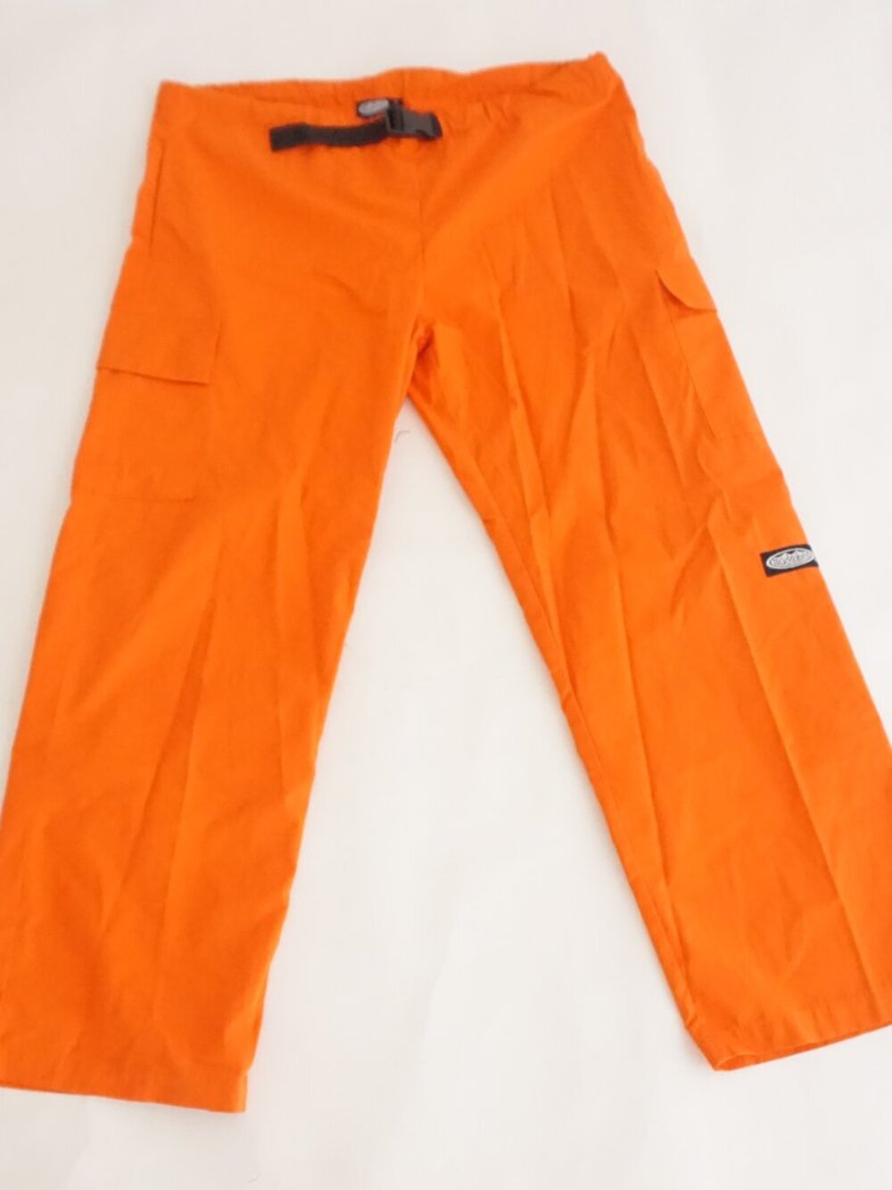 Vintage Modrobes Bright Orange Wide Leg Buckle Waist Canada Rave Unisex Pants L